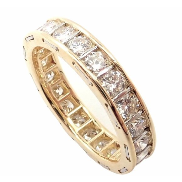 Rare! Vintage Authentic Cartier 18k Yellow Gold Diamond Eternity Band Stack Ring - Picture 8 of 11